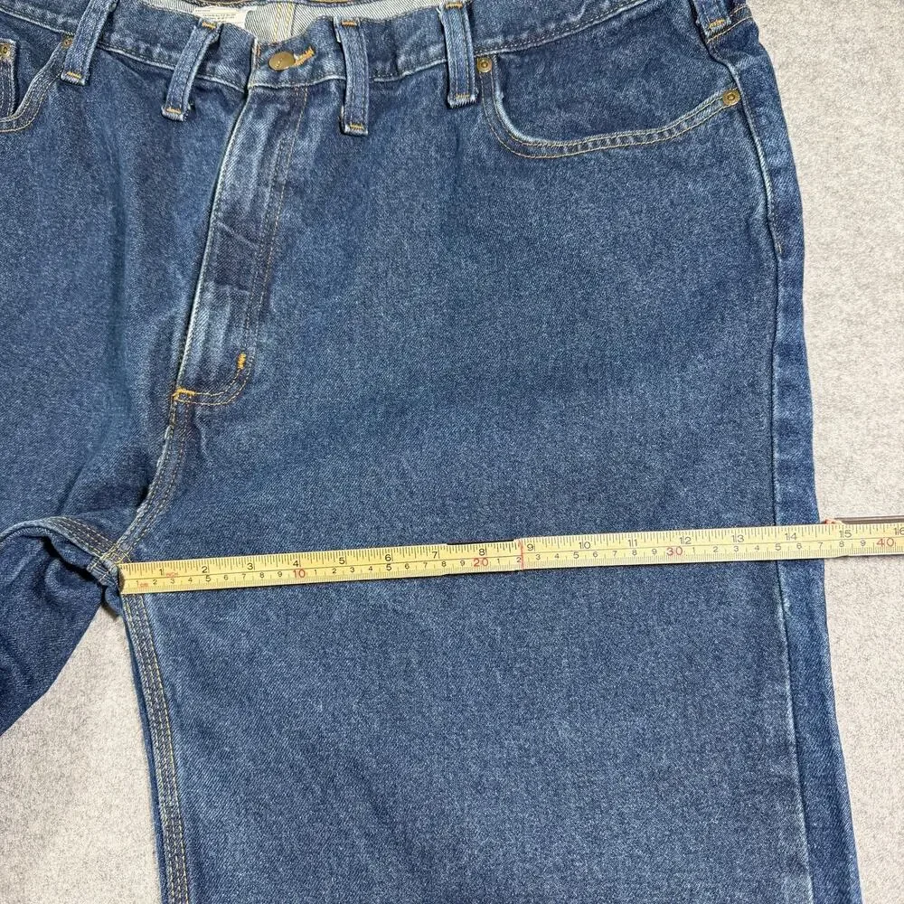 Carhartt Relaxed Fit Jeans Men 46x30 Dark Blue Denim Heavy Duty Workwear Durable